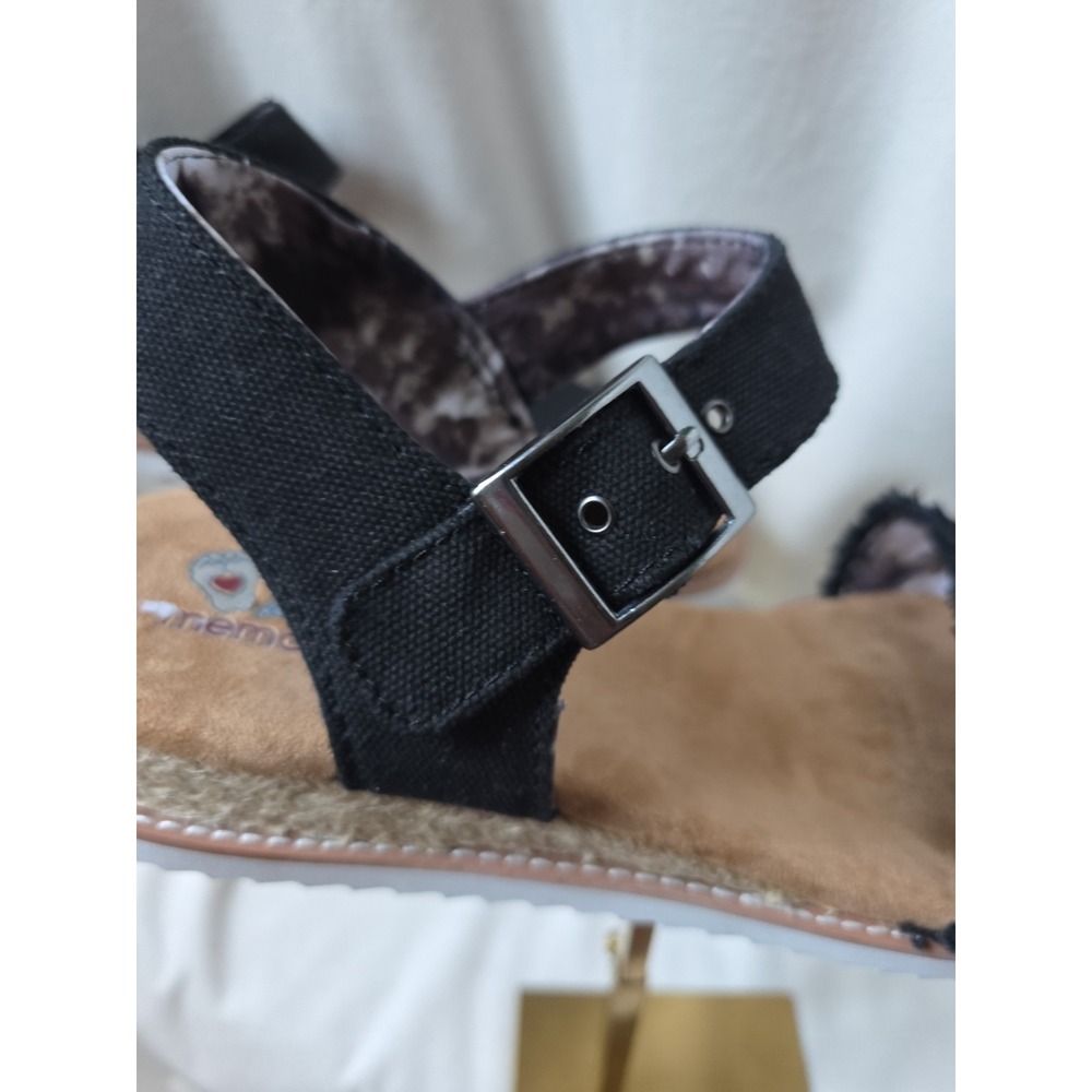 Skechers BOBS Desert Kiss Black Strappy Memory Fm Wedge Sandals Wms Size 11 NWT - Picture 9 of 16